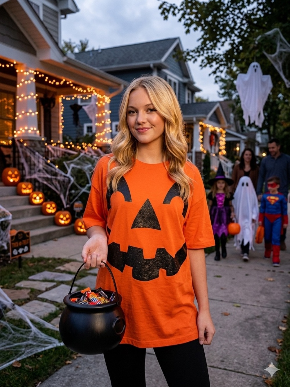 Pumpkin T-shirt with sparkly glittery shine - Picture 1 of 7